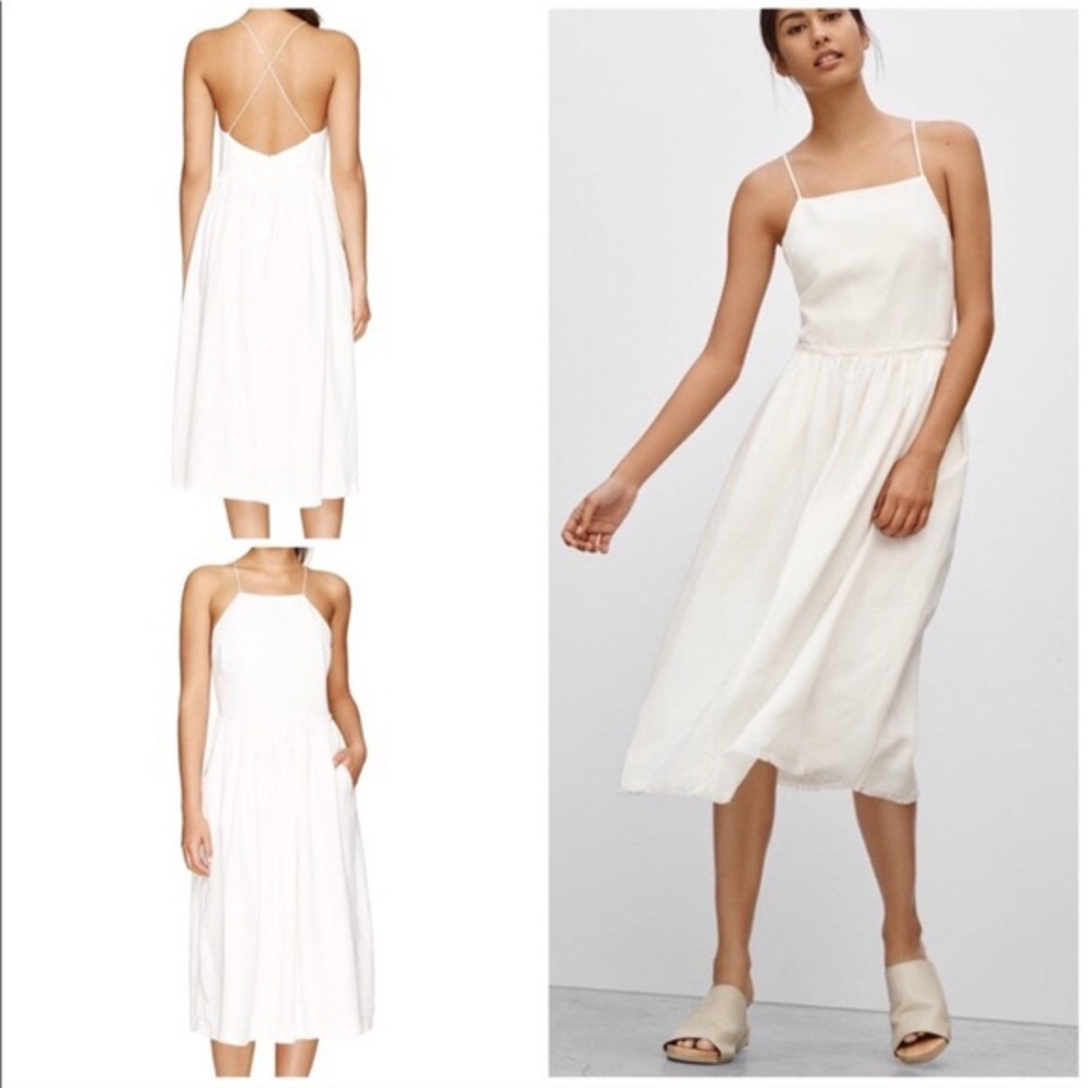 Aritzia Wilfred Le Fou Hymne Linen Midi Dress
